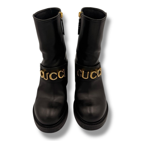 Gucci Shoes - Gucci Logo Ankle Boots Black Leather – EU 37